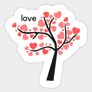 Love Tree with Pink Hearts Cute Design! Sticker